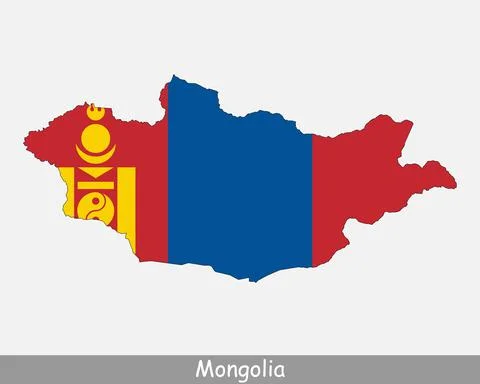 Mongolia Map Flag Stock Illustration