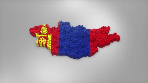 Mongolia Map with Flag Intro Background Stock Footage 315162748