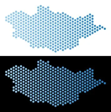 Mongolia Map Hex-Tile Scheme Ilustração Stock