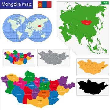 Mongolia map Stock Illustration