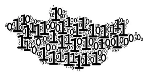 Mongolia Map Mosaic of Binary Digits Illustrazione stock