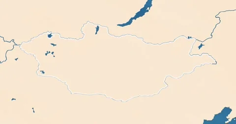 A mongolia map with most important cities and frontier lines Video stock 337429822
