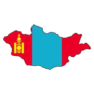 Mongolia map with national flag overlay, Soyombo symbol, patriotic design Stock Illustration
