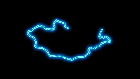 Mongolia Map Outline Neon Lights Video stock 332850100