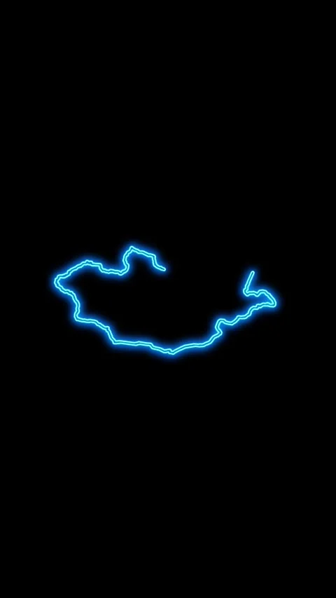 Mongolia Map Outline Neon Lights Video stock 333056894
