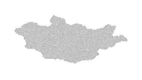 Mongolia map from particles, dots. Digital silhouette. Abstract animation b.. Video stock 334582620