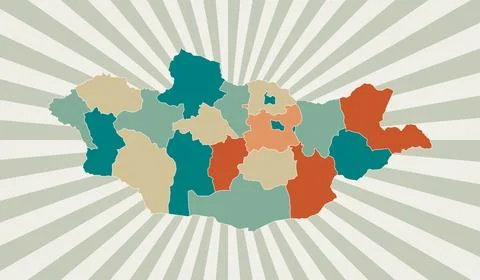 Mongolia map. Poster with map of the country in retro color palette. Shape .. Stock Photos