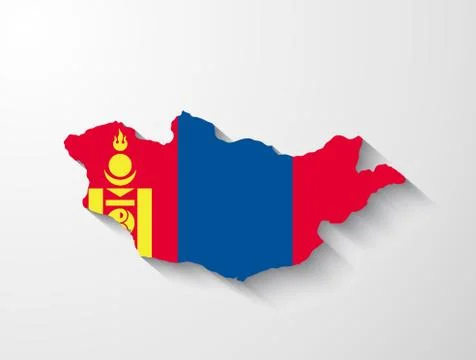 Mongolia map with shadow effect Stock Illustration