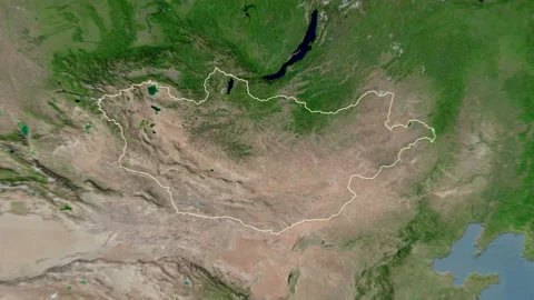 Mongolia map - solid. Border. Satellite. Video stock 149110208