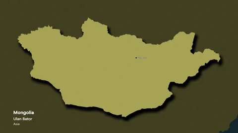 Mongolia map - solid. Shadow. Pattern. Labels Stock Footage 321831426