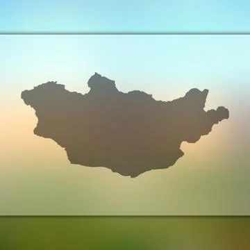 Mongolia map. Vector silhouette of Mongolia. Blurred background Stock Illustration