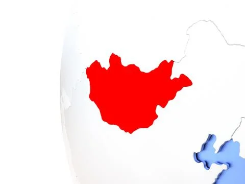 Mongolia on metallic globe Stock Illustration