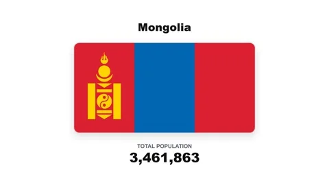 Mongolia national flag and increasing total population counter Stock Footage 346508425