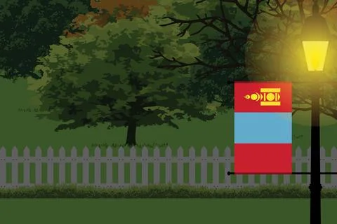 Mongolia Night Trees Lamp Vector Illustration Stock Illustration