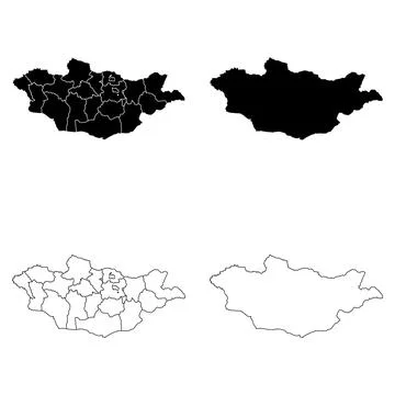 Mongolia Outline and Solid Fill Map Set. Stock Illustration