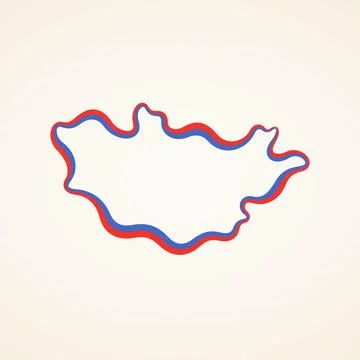 Mongolia - Outline Map Stock Illustration