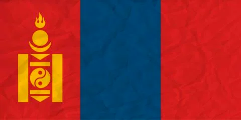 Mongolia paper flag Stock Illustration