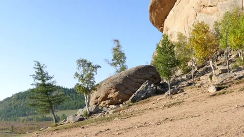 Mongolia. Picturesque rock in the shape of a large turtle. Stock Footage 136562186
