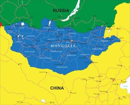 Mongolia political map Stock Illustration