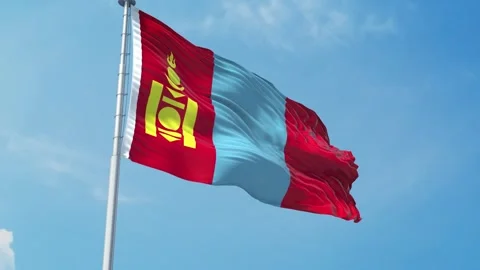 Mongolia Realistic Flag Stock Footage 292795782