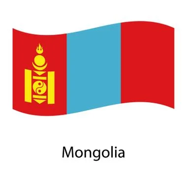 Mongolia realistic waving flag vector illustration. National country backgrou Stock Illustration