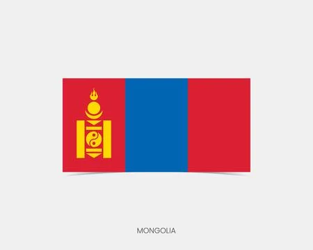 Mongolia Rectangle flag icon with shadow. Stock Illustration