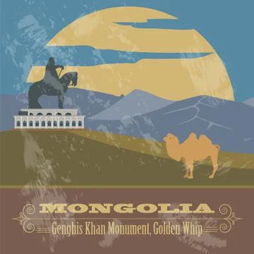 Mongolia. Retro styled image Stock Illustration