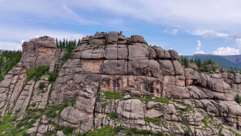Mongolia River Valley Steppe Forest Green Hills Drone 4k Stock Footage 314786579
