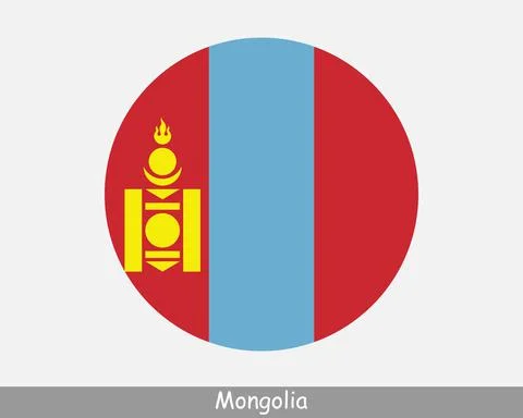 Mongolia Round Flag Stock Illustration