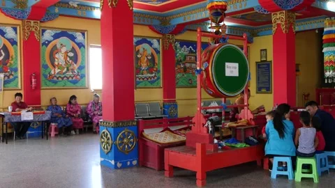 Mongolia. The setting of a Buddhist temple Khamar Khiid in Gobi. Stock Footage 133630313