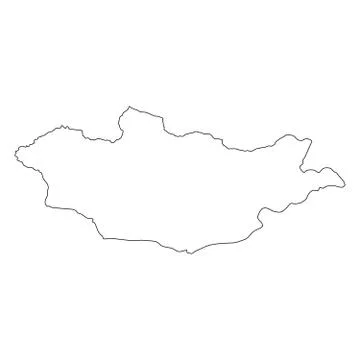Mongolia - solid black outline border map of country area. Simple flat vector Stock Illustration