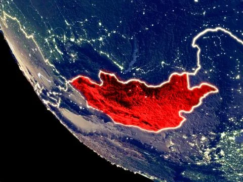 Mongolia from space on Earth Stock Photos