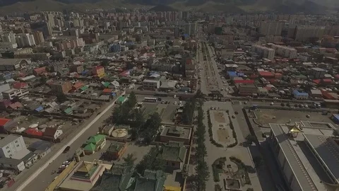 Mongolia Ulaanbaatar - aerial shot 2 Stock Footage 80553600