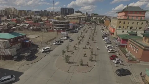 Mongolia Ulaanbaatar - aerial shot 8 Stock Footage 80554286