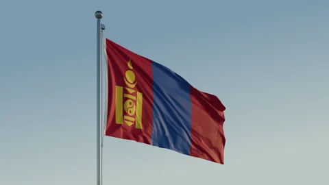 Mongolia Ulaanbaatar Flag seamless loop Cinematic Realistic Waving Blue Sky 스톡 동영상 311779873
