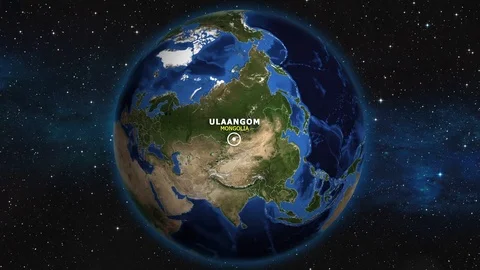 MONGOLIA ULAANGOM ZOOM IN FROM SPACE Stock Footage 115780251