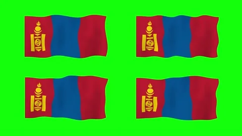 Mongolia Waving Flag 2D Animation on Green Screen Background. Looping seaml.. Stock Footage 232923517