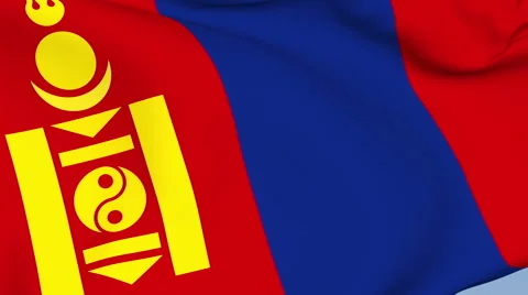 Mongolia Waving Flag Background Loop Stock Footage 64225466