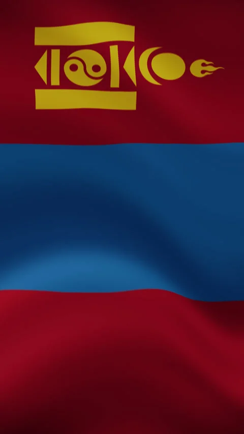 Mongolia Waving Flag in Vertical Orientation – Realistic Loop Animation Stock Footage 294948000