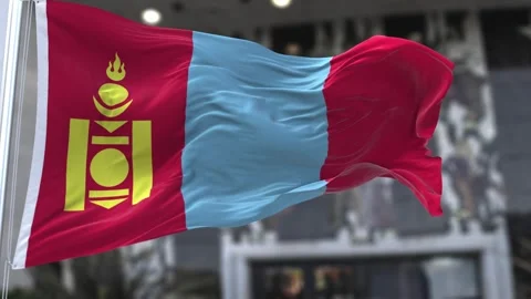 Mongolia Wavy Flag in the Wind Waving Official Flag 4K Stock Footage 317039457