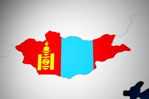 Mongolia on the world map 3d render Stock Illustration