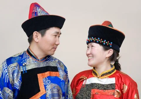 Mongolian couple 스톡 사진