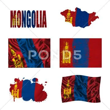 Mongolian flag collage Stock Illustration