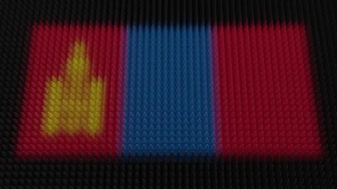 Mongolian Flag Light Shining on Scrolling Bullets Video stock 327135822