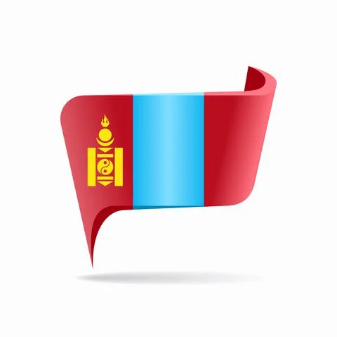 Mongolian flag map pointer layout. Vector illustration. Stock Illustration
