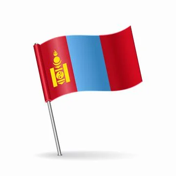 Mongolian flag map pointer layout. Vector illustration. Stock Illustration