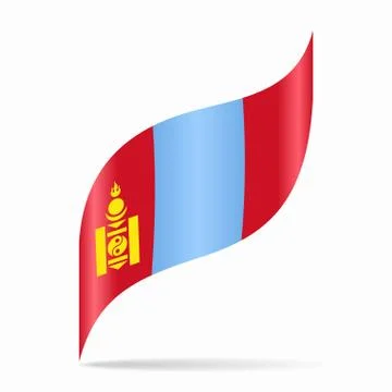 Mongolian flag wavy abstract background. Vector illustration. Stock Illustration