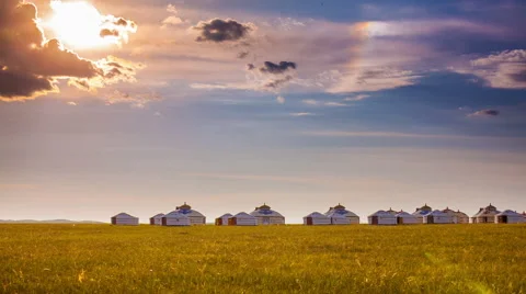 Mongolian Ger Camp Stock Footage 41950049