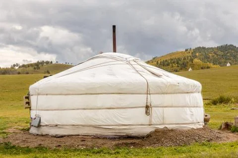 Mongolian Ger in the steppe Stock Photos
