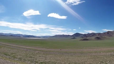 Mongolian Highland Which is Adjacent to Old Mountains Stock Footage 60581287